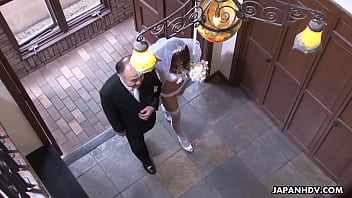 During her wedding she has to suck on a hard wiener